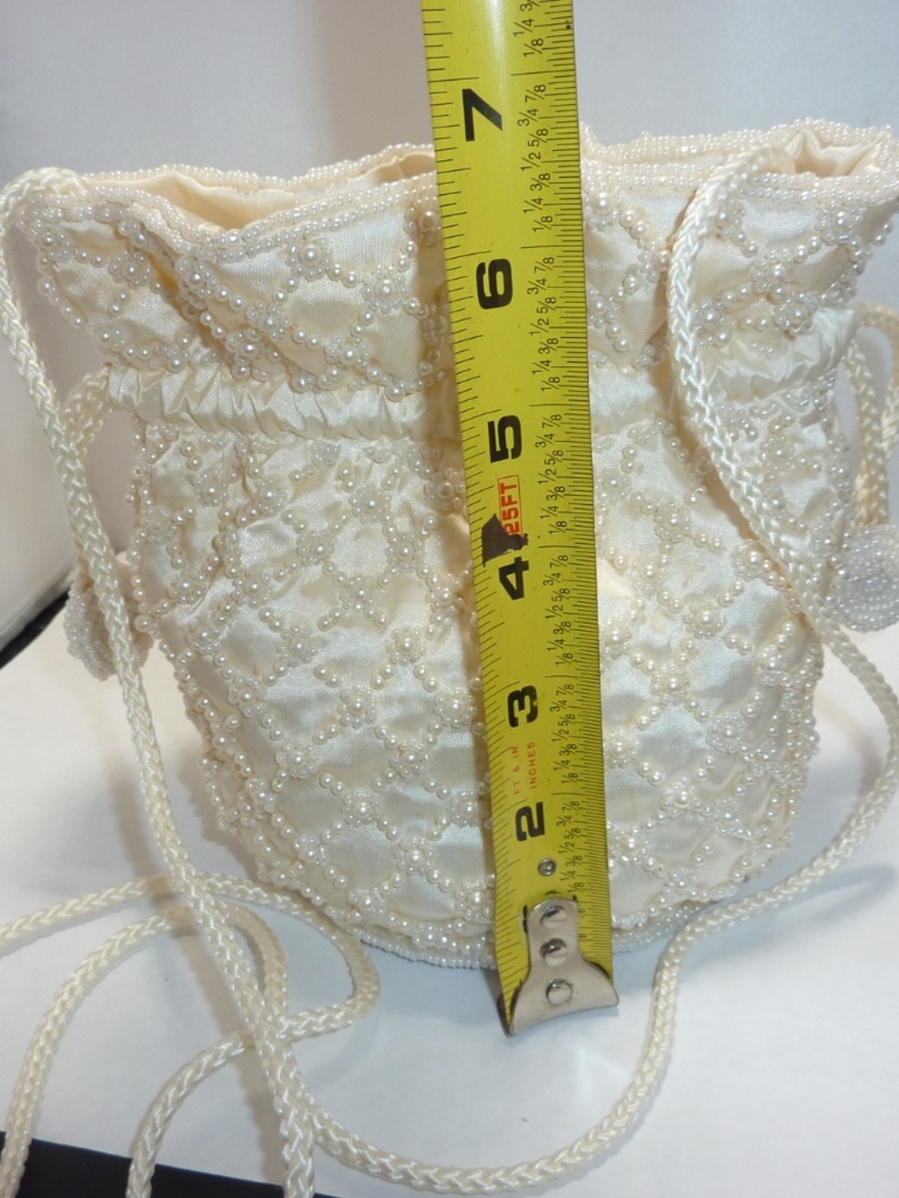 Sashs Handmade Beaded Evening Bag white Crossbody Vintage Boho - Picture 8 of 12